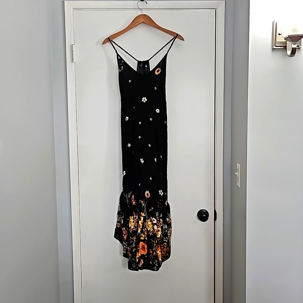 Dress - Floral Print Halter flare bottom